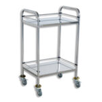 MEDICAL/INSTRUMENT TROLLEY SMALL DOUBLE SHELF